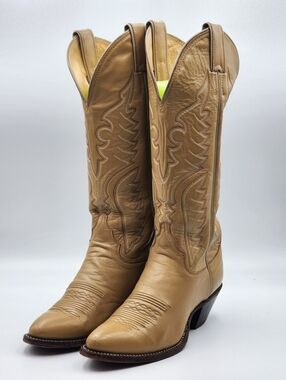 Vintage Justin Womens Size 5.5 B Cowboy Boots USA Embroidered Leather Western